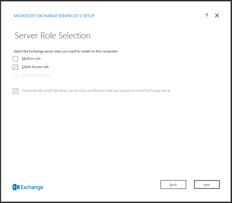 Exchange Install - Client Access Role
