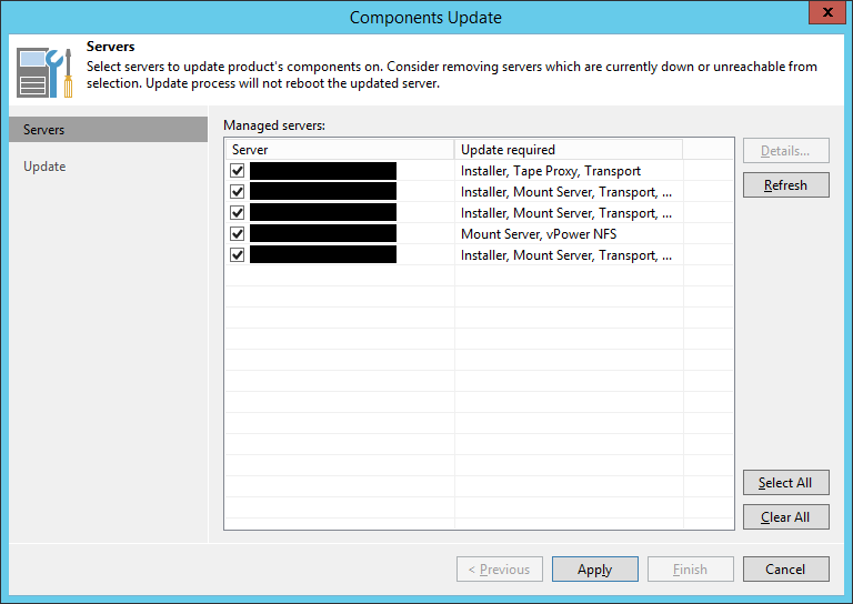 Veeam Backup and Replication 9.5 Update 3a Upgrade - Update Components